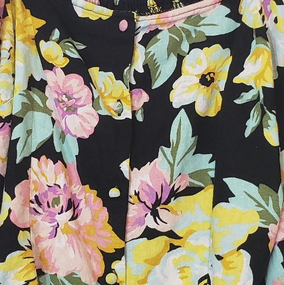 Who What Wear Garden Floral Bardot Top Cropped Linen Blend Size Medium - Picture 5 of 15